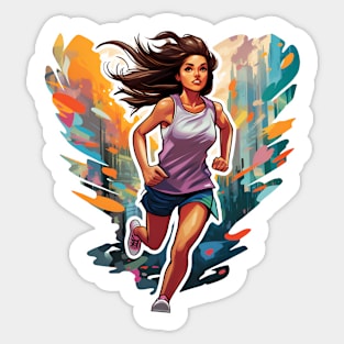 Rainbow Marathon Runner girl Sticker